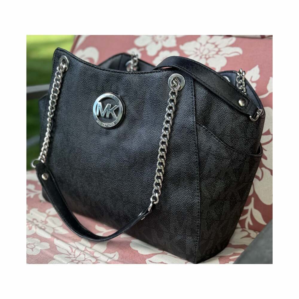 Michael Kors Jet Set Travel Chain Shoulder Tote Bag Black